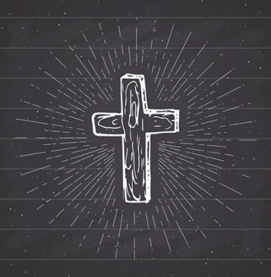 woodcut vintage cross